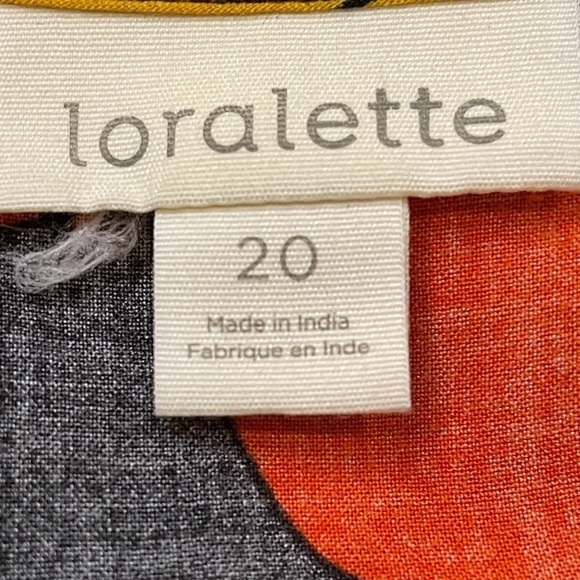 Loralette Women's Dress Size 20 Multicolor Floral Tie Back Bell Sleeves V-Neck - Picture 8 of 9